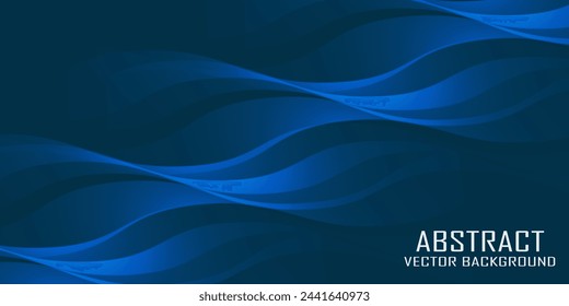 Blue abstract background with glowing wave lines. Elegant wavy layer of overlap. Modern textured design. Sleek and clean light blue banner template. Vector illustration