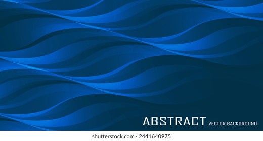 Blue abstract background with glowing wave lines. Elegant wavy layer of overlap. Modern textured design. Sleek and clean light blue banner template. Vector illustration