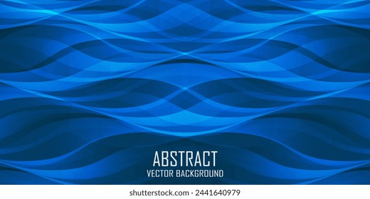 Fondo abstracto azul con líneas de onda brillantes. Elegante capa ondulada de superposición. Diseño texturizado moderno. Elegante y limpia plantilla de banner azul claro. Ilustración de vector