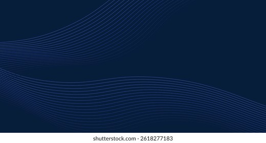 Blue abstract background with glowing wave. Shiny moving lines design element. Modern blue gradient flowing wave lines. vector eps10