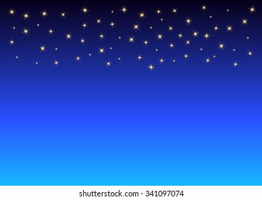 Blue abstract background with golden star light for decoration of Christmas, New year or Valentine, Vector illustration