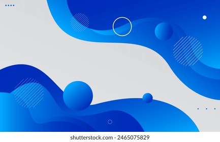 Blue abstract background with gradient color. Fluid shapes composition. Vector illustration