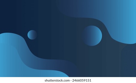 Blue abstract background with gradient color. Fluid shapes composition.  Dynamic sound wave. Design element. Vector illustration