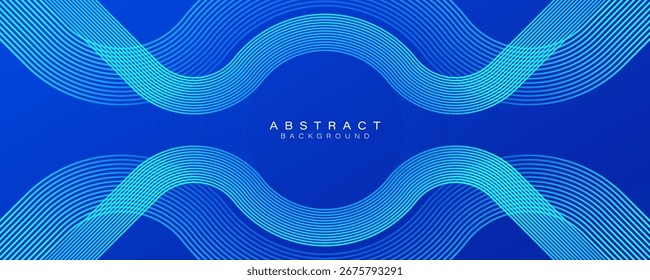 Blue abstract background. Blue gradient lines pattern. Modern design. Futuristic graphic. Suit for cover, poster, flyer, banner, brochure, website. Vector illustration