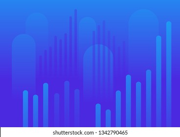 Blue abstract background with growing graph elements - backdrop decoration for economic data and financial concept