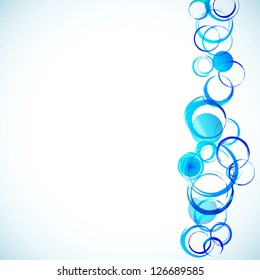 Blue abstract background with grunge circles isolated on white