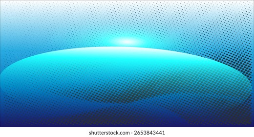 Blue abstract background with halftone dot texture and 3D curve shape. Perfect for tech, digital, or modern design. High-res vector, editable and clean.