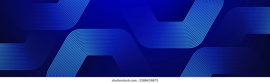 Blue abstract background with hexagon lines. Geometric lines pattern. Modern shiny blue gradient lines. Technology futuristic concept. Suit for business, header, corporate, science, website, wallpaper