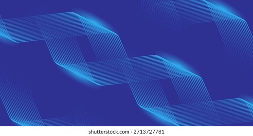 Blauer abstrakter Hintergrund. Sechsecklinienmuster. Geometrisches Streifenlinien-Kunstdesign. Moderne glänzende blaue Farbverlauf-Linien. Linearer Stil. Futuristische Technologie Grafikdesign. Moderne Vektorgrafik Eps 10