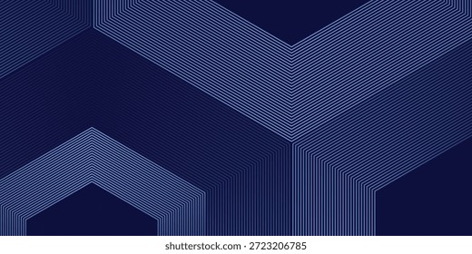Fondo abstracto azul con líneas hexagonales. Tecnología concepto futurista. Traje para los negocios, corporativo, ciencia, Sitio web, Fondo de pantalla. Ilustración vectorial