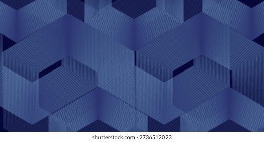 Blue abstract background with hexagon lines. Technology futuristic concept. Suit for business, corporate, science, website, wallpaper. vector illustration