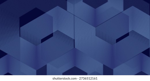 Blue abstract background with hexagon lines. Technology futuristic concept. Suit for business, corporate, science, website, wallpaper. vector illustration