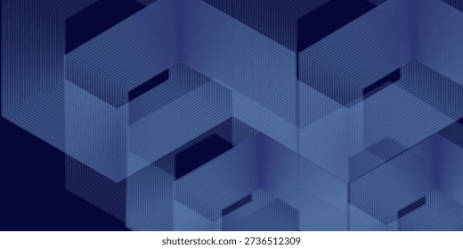 Blue abstract background with hexagon lines. Technology futuristic concept. Suit for business, corporate, science, website, wallpaper. vector illustration