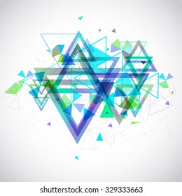 Blue Abstract background of hexagon and triangle geometric geometry polygon and element shape for poster and website decoration design, create by vector
