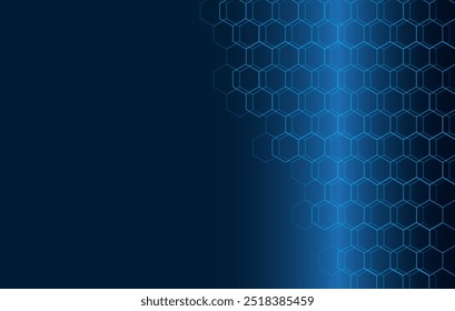 Blue abstract background with hexagons and gradient hexagons. science abstract blue background