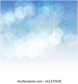 Blue abstract background of hexagons.Vector background design element.