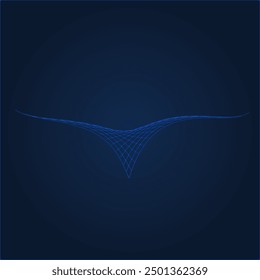 blue abstract background with intertwined lines creating a winged figure, an abstract bird