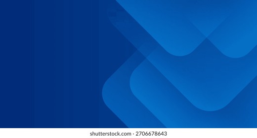 Blue abstract background with layered geometric shapes and gradients.
