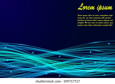 blue abstract background with light curved lines