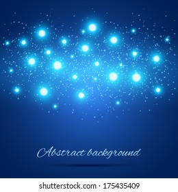 Blue abstract background with lights. Vector illustration