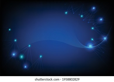 Blue Abstract background, Line and connected by network of gloabalization. Vector computer with abstract line. Data structure of world wide.