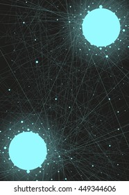 Blue abstract background with lines and circles