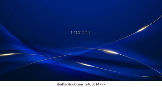 blue abstract background with luxury golden elements vector illustration