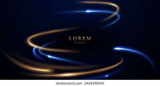 blue abstract background with luxury golden elements vector illustration