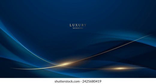 blue abstract background with luxury golden elements vector illustration