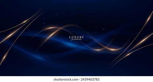 blue abstract background with luxury golden elements vector illustration