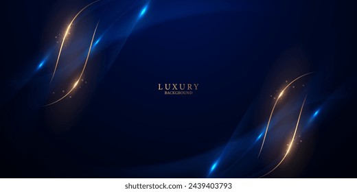 blue abstract background with luxury golden elements vector illustration