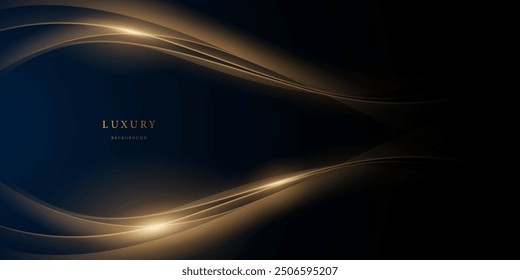 blue abstract background with luxury golden elements vector illustration