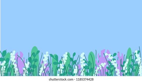 Blue abstract background with many beautiful flowers design of vector.