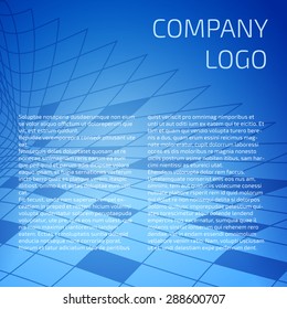 Blue abstract background with mesh and template text