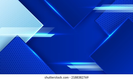 Fondo abstracto azul con presentación moderna de concepto de tecnología corporativa o diseño de banners. Ilustración vectorial con elemento luminoso brillante sobre fondo azul marino