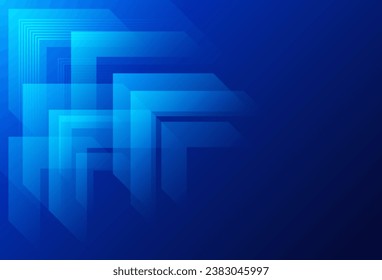 Blue abstract background. Modern glowing blue arrow. Digital future technology concept. Suit for banner, brochure, business, card, cover, poster, presentation, website, flyer. Vector illustration