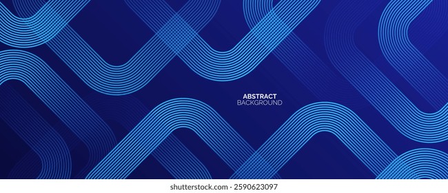 Blue abstract background. Modern glowing shiny blue geometric lines pattern. Geometric line art design. Technology futuristic concept.