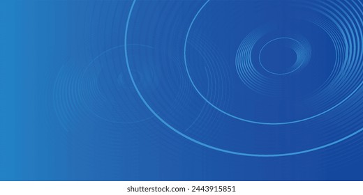 Blue abstract background. Modern blue gradient circle lines pattern. Minimal geometric.