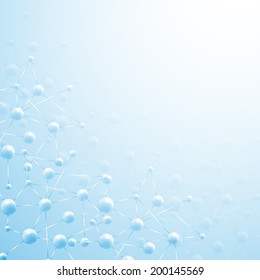 Blue Abstract Background, Molecule Structure Vector Illustration