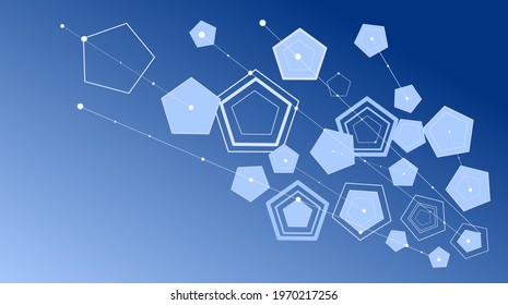 Blue Abstract background of the molecules. The structure of chemistry. Molecular studies. The molecular structure of the lattice.