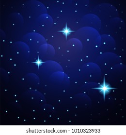 Blue Abstract background. Night sky with stars. Vector illustration