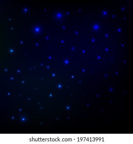 Blue Abstract background. Night sky with stars. Vector illustration