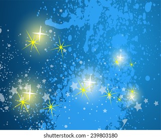 Blue Abstract background. Night sky with stars 