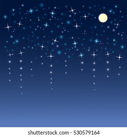Blue Abstract background. Night sky with stars. Vector illustration