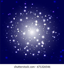 Blue Abstract background. Night sky with stars. Vector illustration