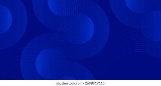 Blue abstract background on dark blue gradient vanishing circles design. Using for template, poster, wallpaper, flyer, banner, brochur, wallpaper. Minimalis geometric cirlces. Vcetor eps 10.