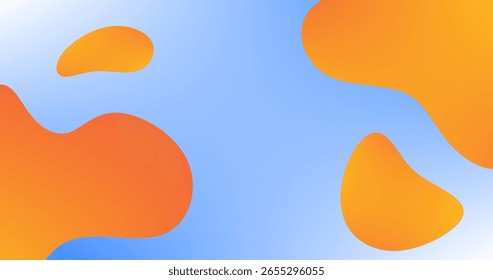 Blau Abstrakter Hintergrund mit orangefarbenen Fluidformen Vektorgrafik Werbung Design