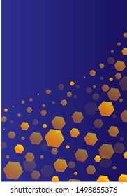 Blue abstract background with orange hexagon shape