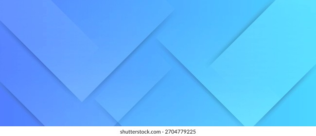 Fundo abstrato azul com retângulos geométricos e gradientes sobrepostos.