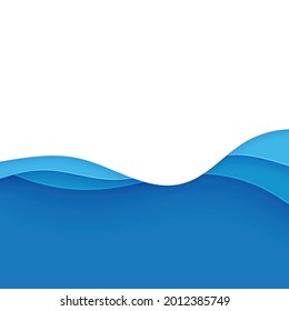 Blue abstract background in paper cut style. Layers of paper wavy water for World Oceans Day 8 June. Vector Earth posters template, ecology brochures, presentations, invitations with place for text